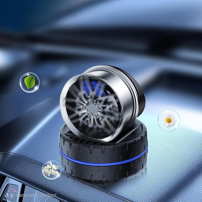 Solar Powered Car Dashboard Air Freshener Alloy Wheel Design